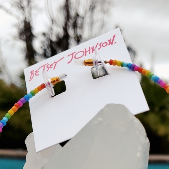Betsey Johnson Multicolor Beaded Hoop Earrings - Picture 9 of 16